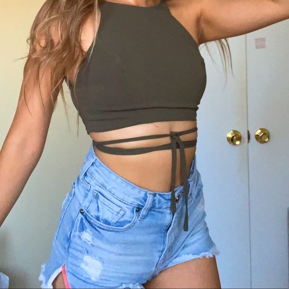 Backless Olive Top - Picture 2 of 3